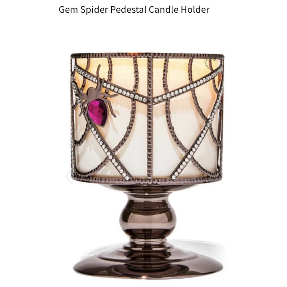 Bath & Body Works 3 Wick Candle Holder Spider Gem And Bling 2023‎